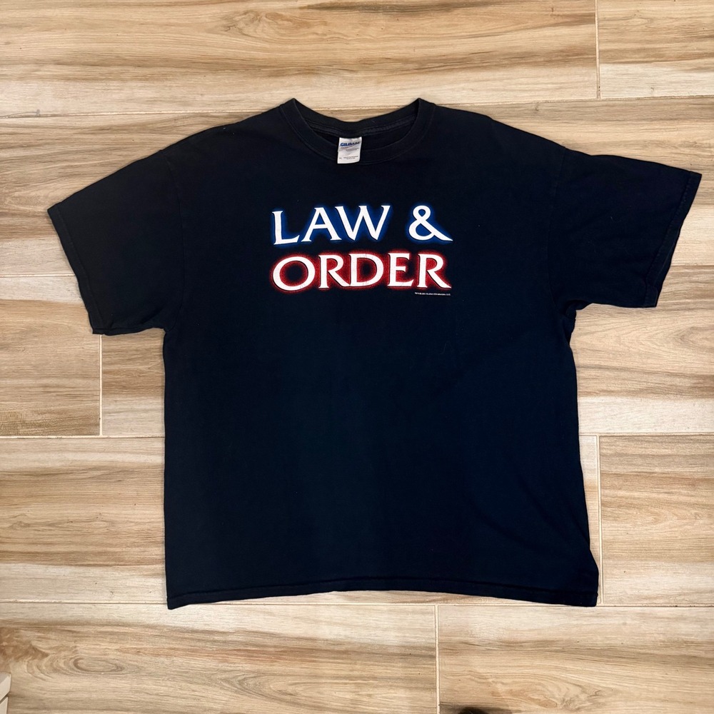 Vintage 2001 Law & Order TV Show Promo T-Shirt Black Gildan XL Crime Drama Tee